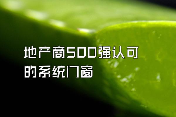 地产商500强认可的系统门窗