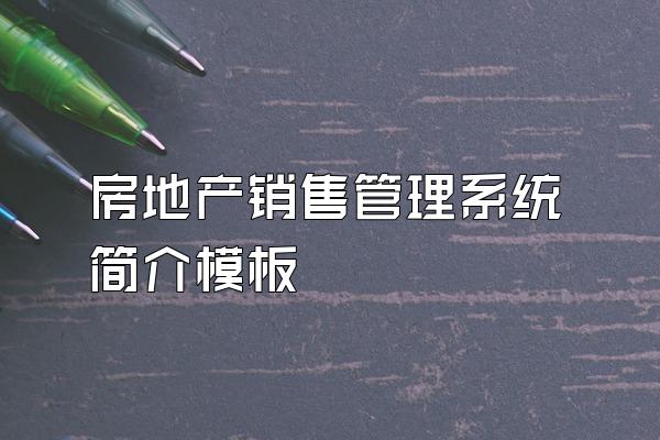 房地产销售管理系统简介模板