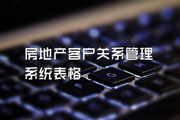 房地产客户关系管理系统表格