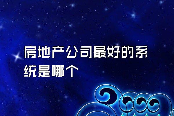 房地产公司最好的系统是哪个