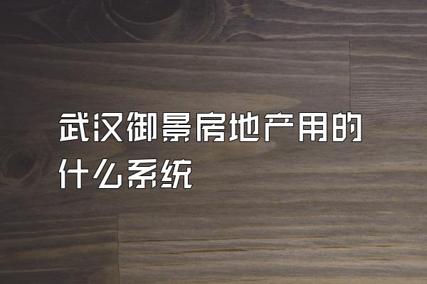 武汉御景房地产用的什么系统
