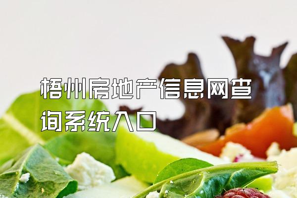梧州房地产信息网查询系统入口
