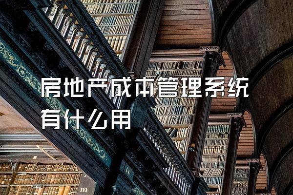 房地产成本管理系统有什么用
