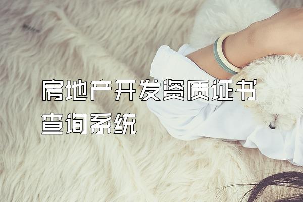 房地产开发资质证书查询系统