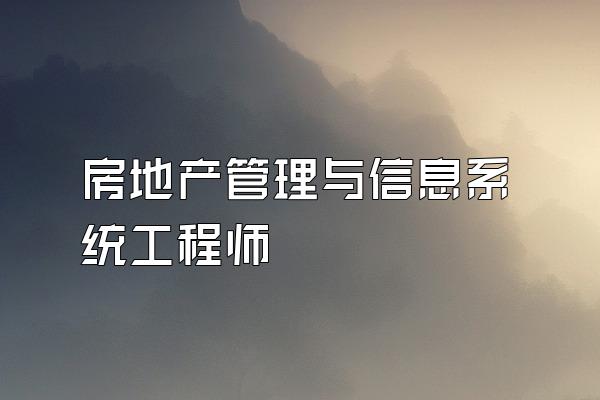 房地产管理与信息系统工程师