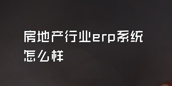 房地产行业erp系统怎么样