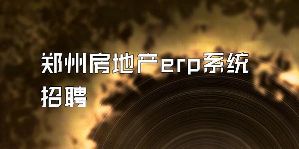 郑州房地产erp系统招聘