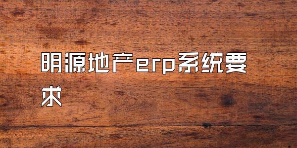 明源地产erp系统要求