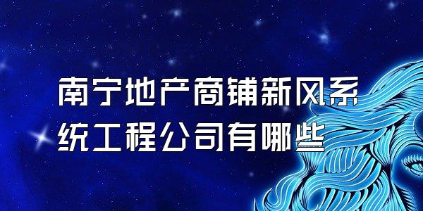 南宁地产商铺新风系统工程公司有哪些