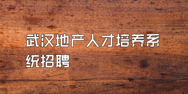 武汉地产人才培养系统招聘