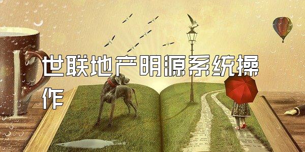 世联地产明源系统操作