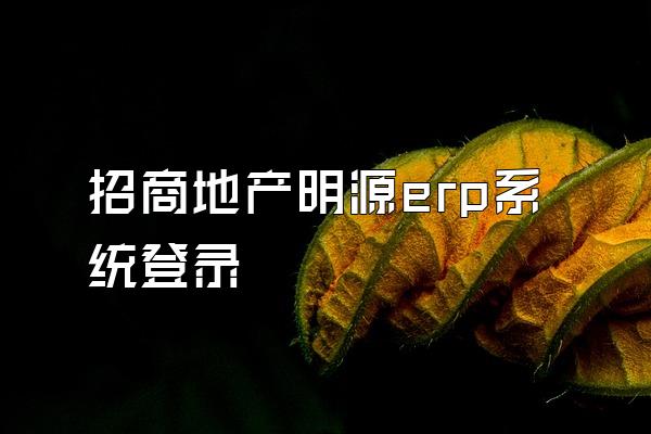 招商地产明源erp系统登录