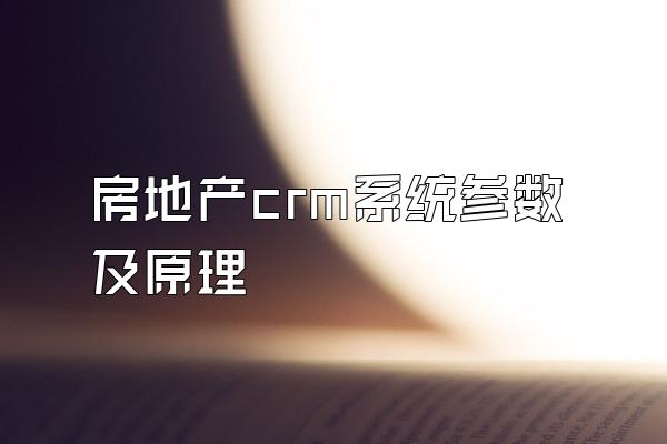 房地产crm系统参数及原理
