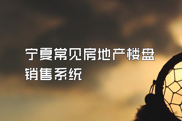 宁夏常见房地产楼盘销售系统
