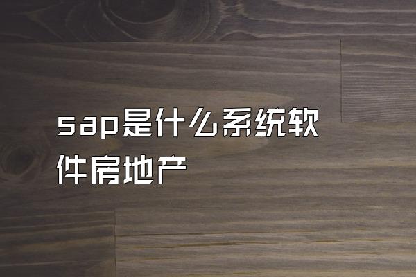 sap是什么系统软件房地产