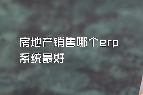 房地产销售哪个erp系统最好