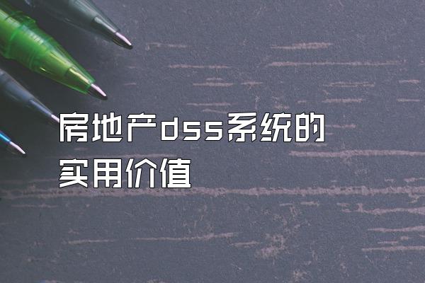 房地产dss系统的实用价值