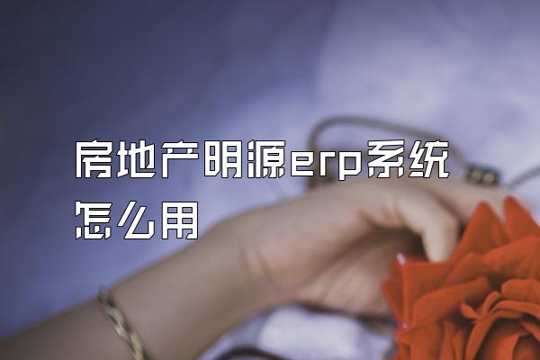 房地产明源erp系统怎么用